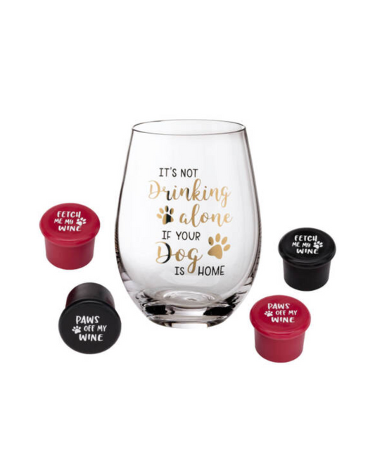 Dog Wine Glass 4 Wine Stopp