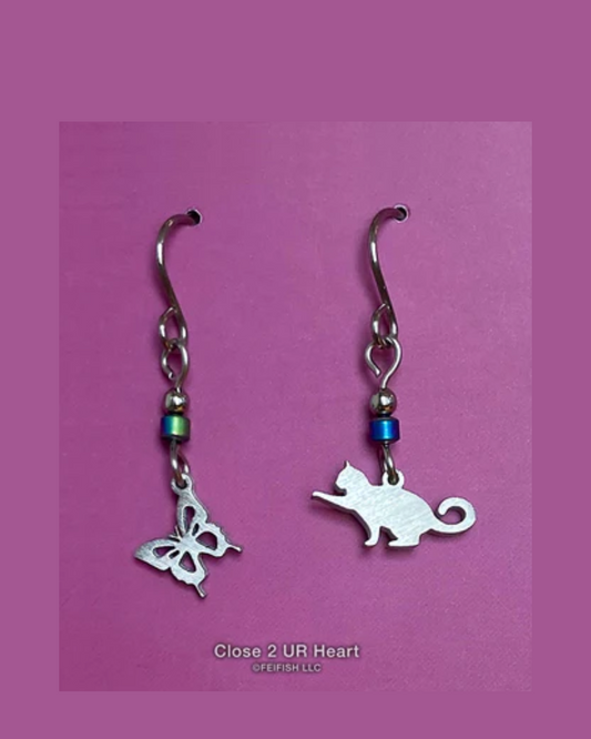 Cat & Butterfly Earrings