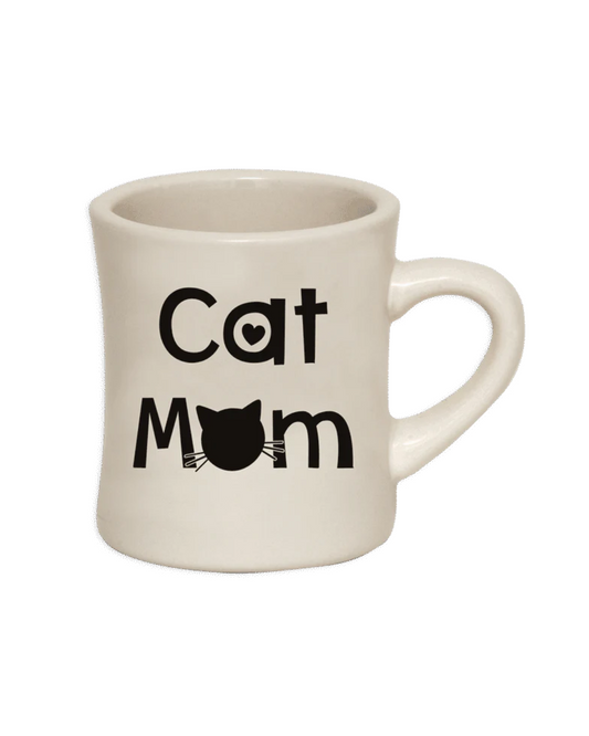 10oz Ivory Diner Cat Mom Mug