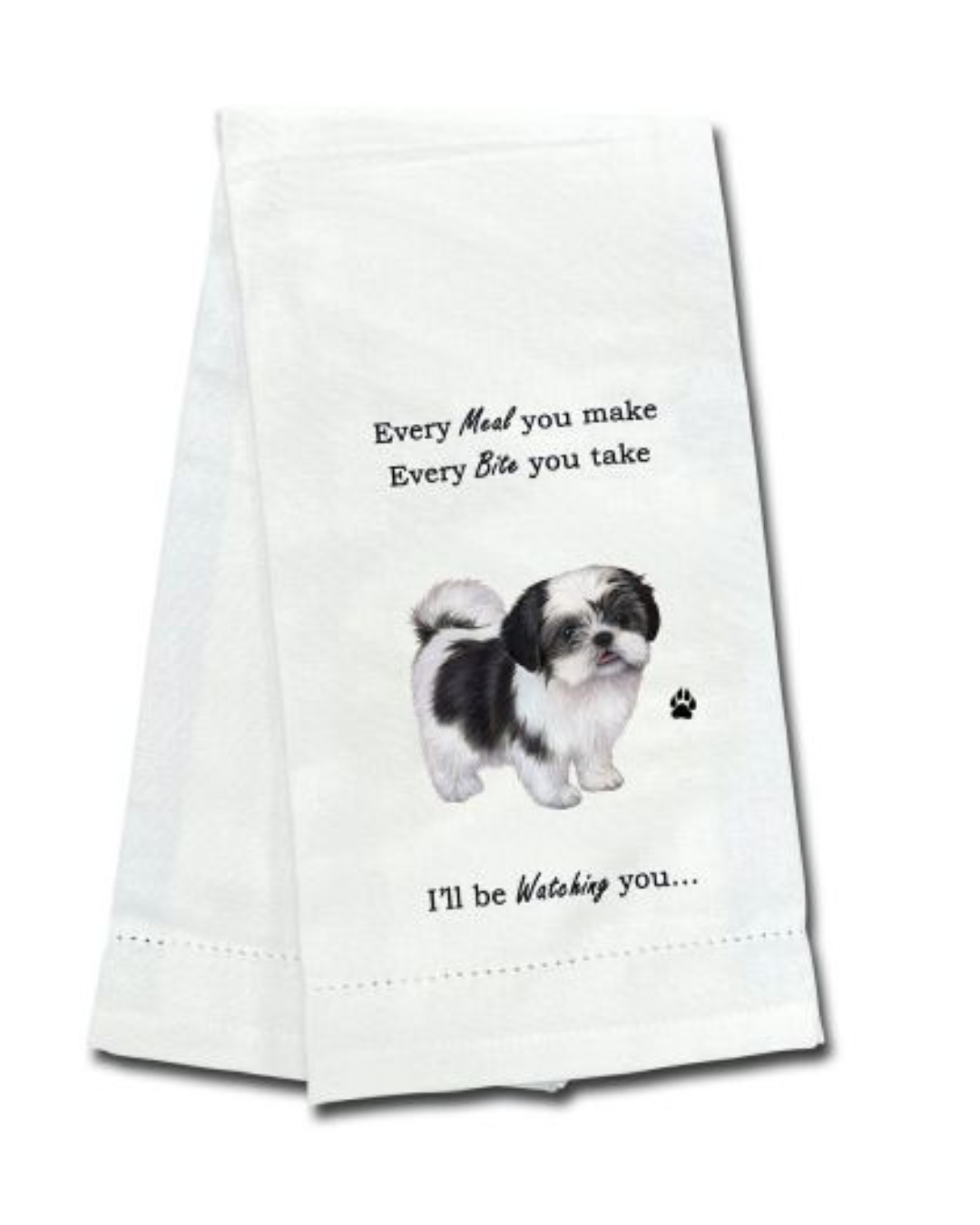 towels Shi Tzu b&w pup cut