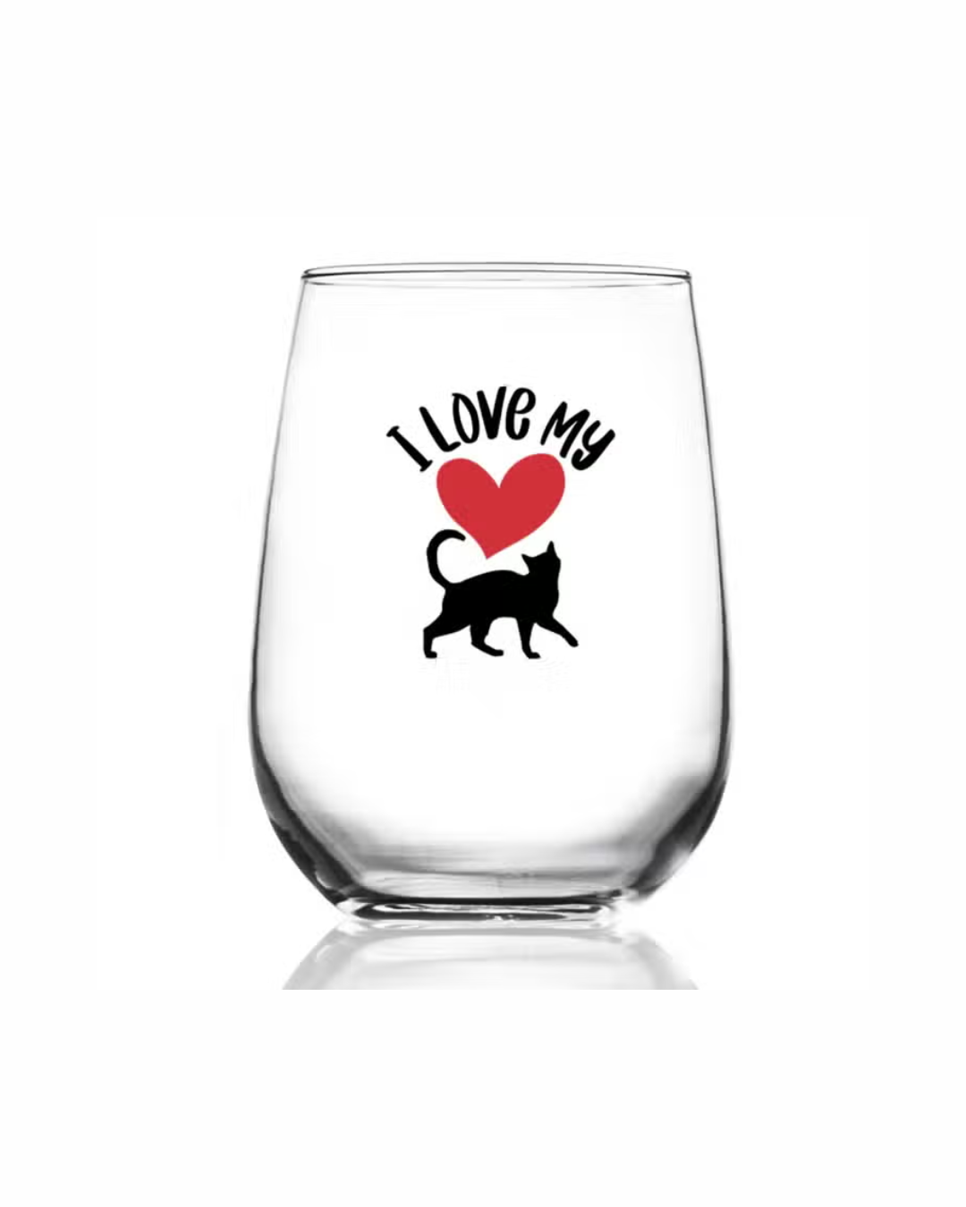 I Love My Cat Wine Glass