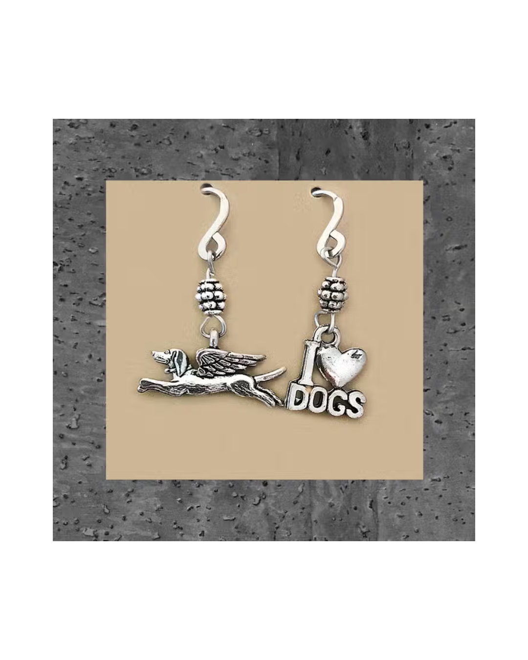 Pewter Angel Dog Earrings